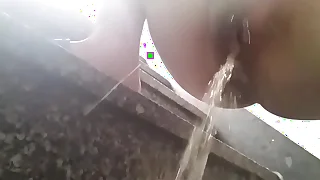 Cute korean girl pee affectation her hairy pussy